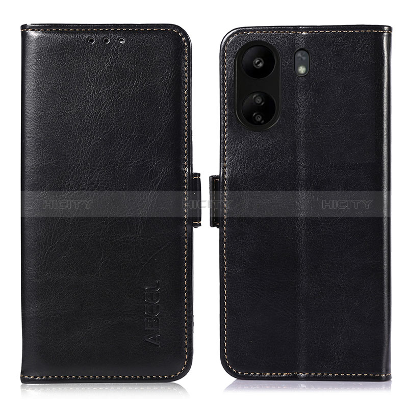 Handytasche Stand Schutzhülle Flip Leder Hülle A07D für Xiaomi Redmi 13C Schwarz