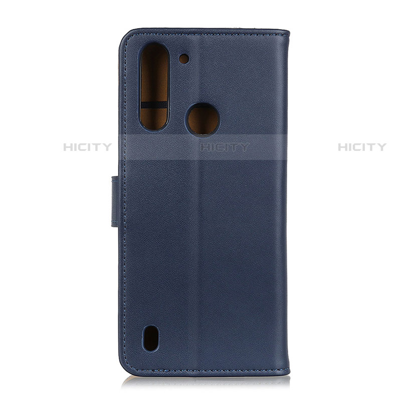 Handytasche Stand Schutzhülle Flip Leder Hülle A08D für Motorola Moto One Fusion Blau