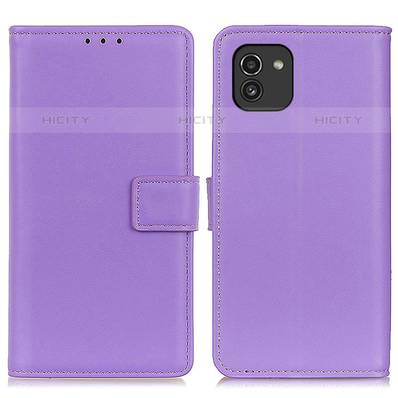 Handytasche Stand Schutzhülle Flip Leder Hülle A08D für Samsung Galaxy A03 Silber