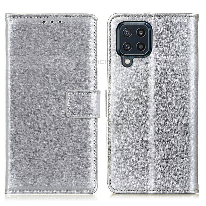 Handytasche Stand Schutzhülle Flip Leder Hülle A08D für Samsung Galaxy M32 4G Silber