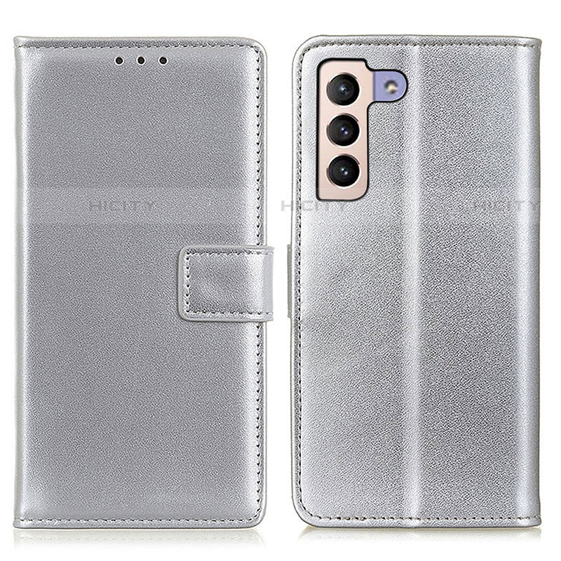 Handytasche Stand Schutzhülle Flip Leder Hülle A08D für Samsung Galaxy S21 FE 5G Silber Plus