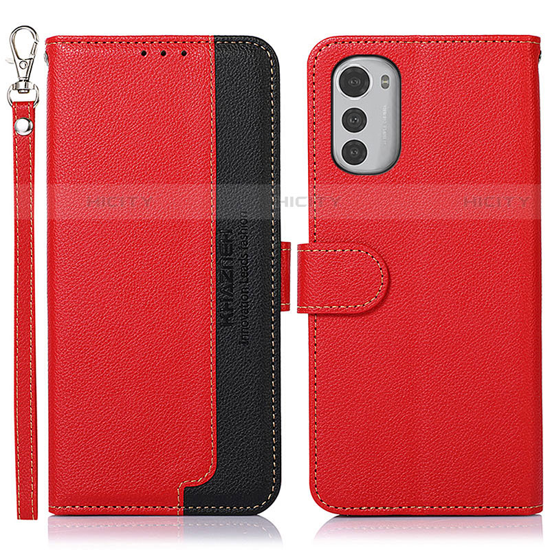 Handytasche Stand Schutzhülle Flip Leder Hülle A09D für Motorola Moto E32 Rot Plus