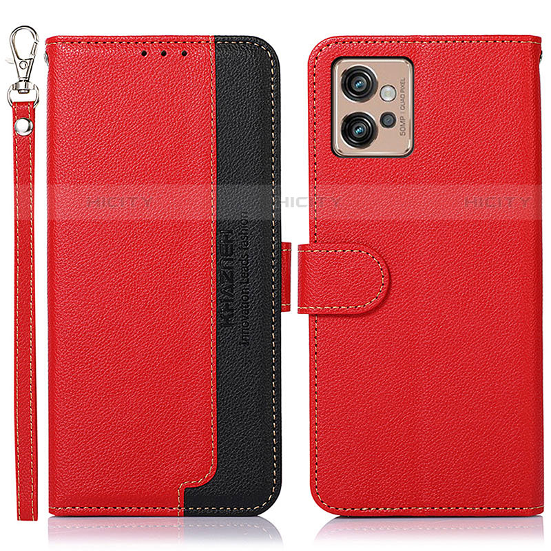 Handytasche Stand Schutzhülle Flip Leder Hülle A09D für Motorola Moto G32 Rot