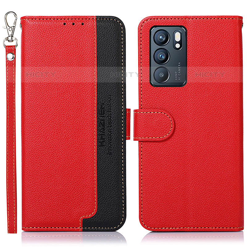 Handytasche Stand Schutzhülle Flip Leder Hülle A09D für Oppo Reno6 5G Rot Plus