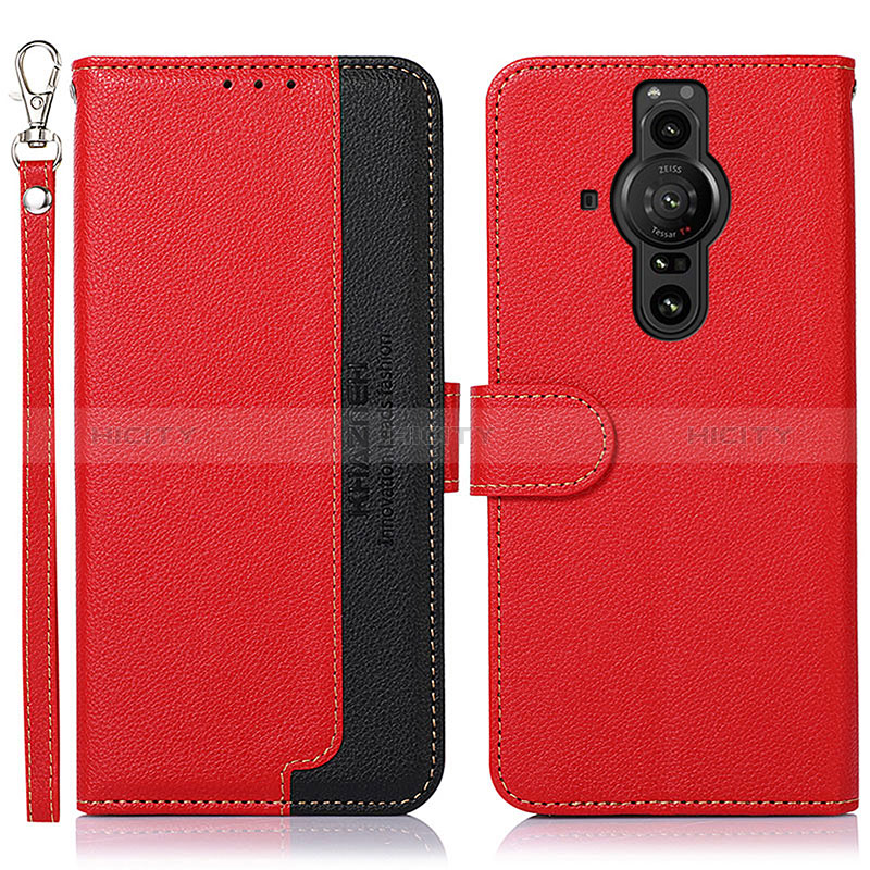 Handytasche Stand Schutzhülle Flip Leder Hülle A09D für Sony Xperia PRO-I Rot