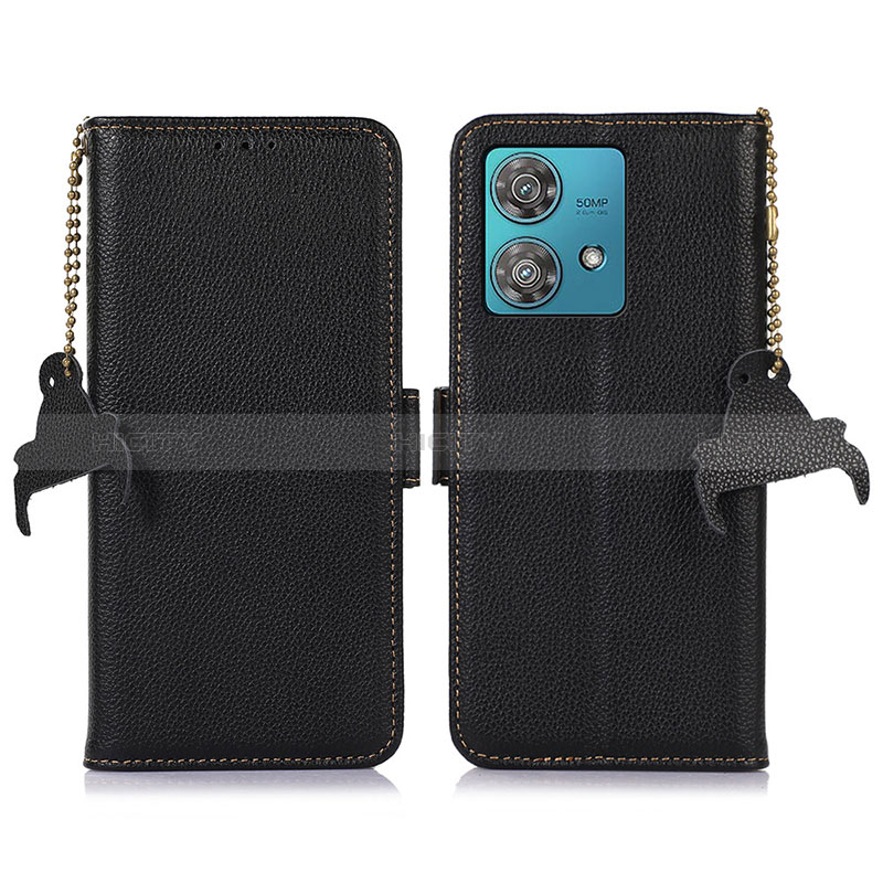 Handytasche Stand Schutzhülle Flip Leder Hülle A10D für Motorola Moto Edge 40 Neo 5G Schwarz