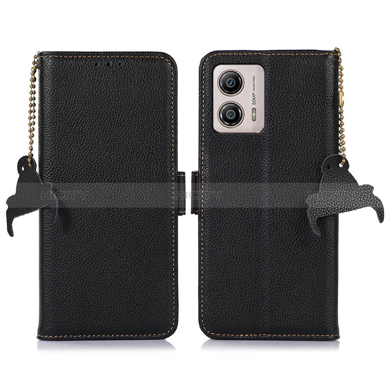 Handytasche Stand Schutzhülle Flip Leder Hülle A10D für Motorola Moto G53 5G Schwarz Plus