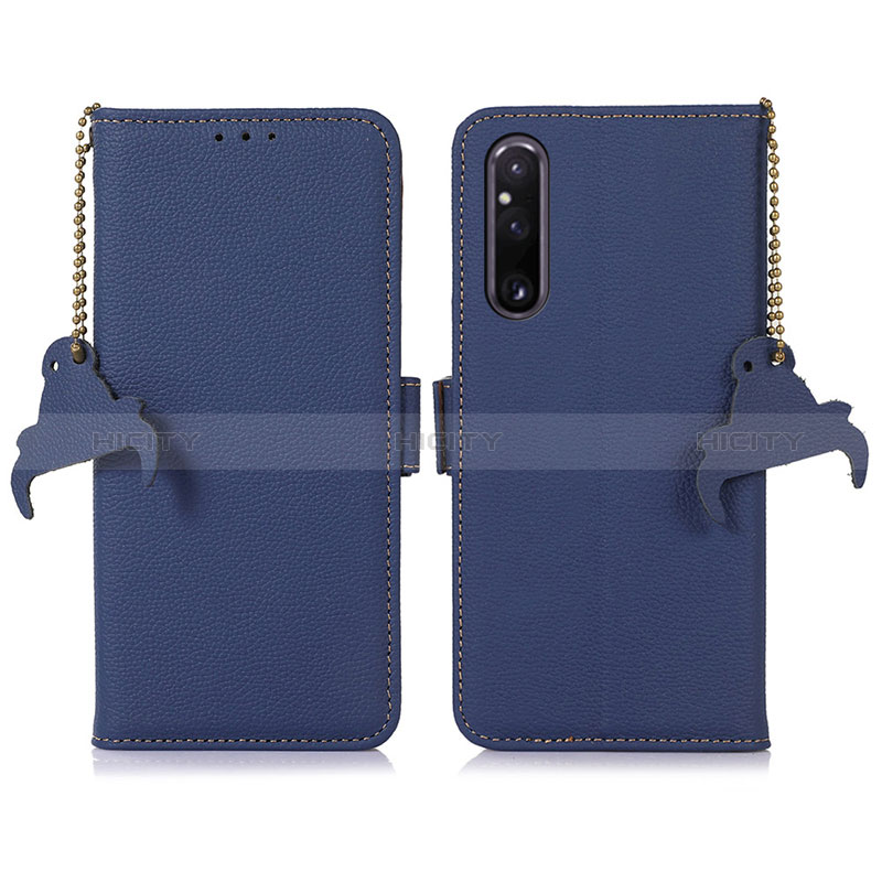 Handytasche Stand Schutzhülle Flip Leder Hülle A10D für Sony Xperia 1 V Blau Plus