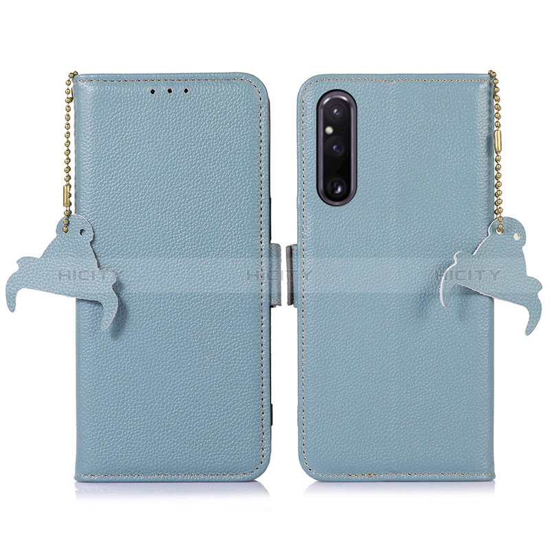 Handytasche Stand Schutzhülle Flip Leder Hülle A10D für Sony Xperia 1 V Hellblau