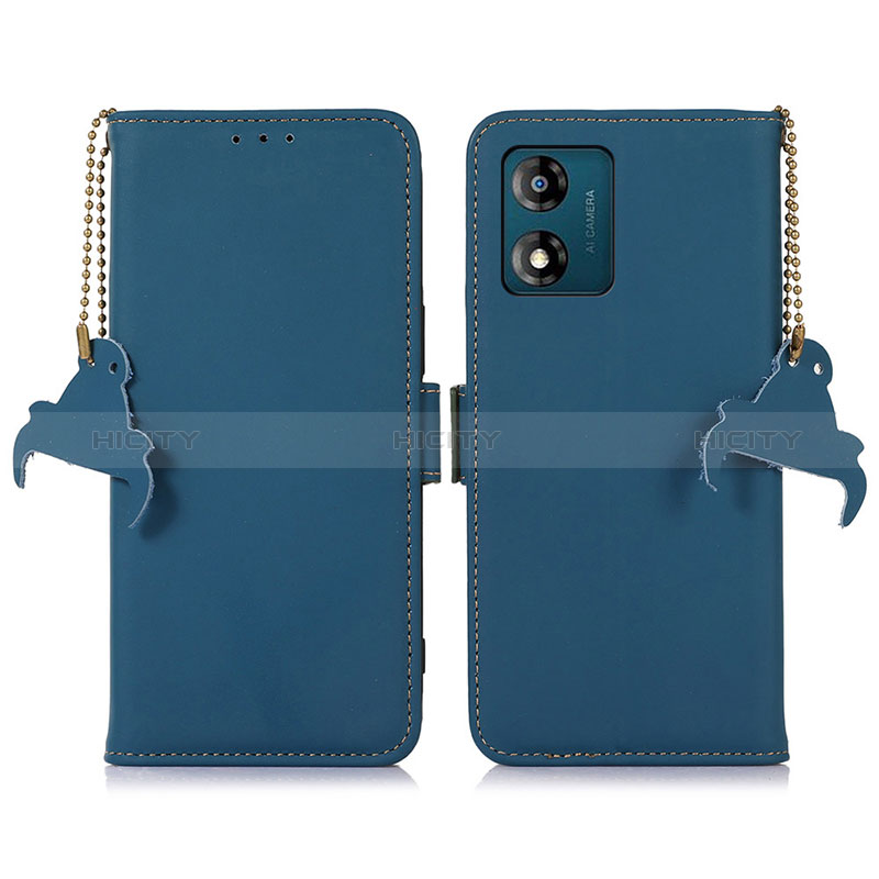 Handytasche Stand Schutzhülle Flip Leder Hülle A11D für Motorola Moto E13 Blau Plus