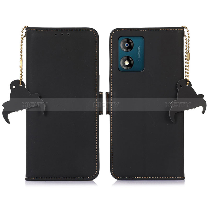 Handytasche Stand Schutzhülle Flip Leder Hülle A11D für Motorola Moto E13 Schwarz Plus