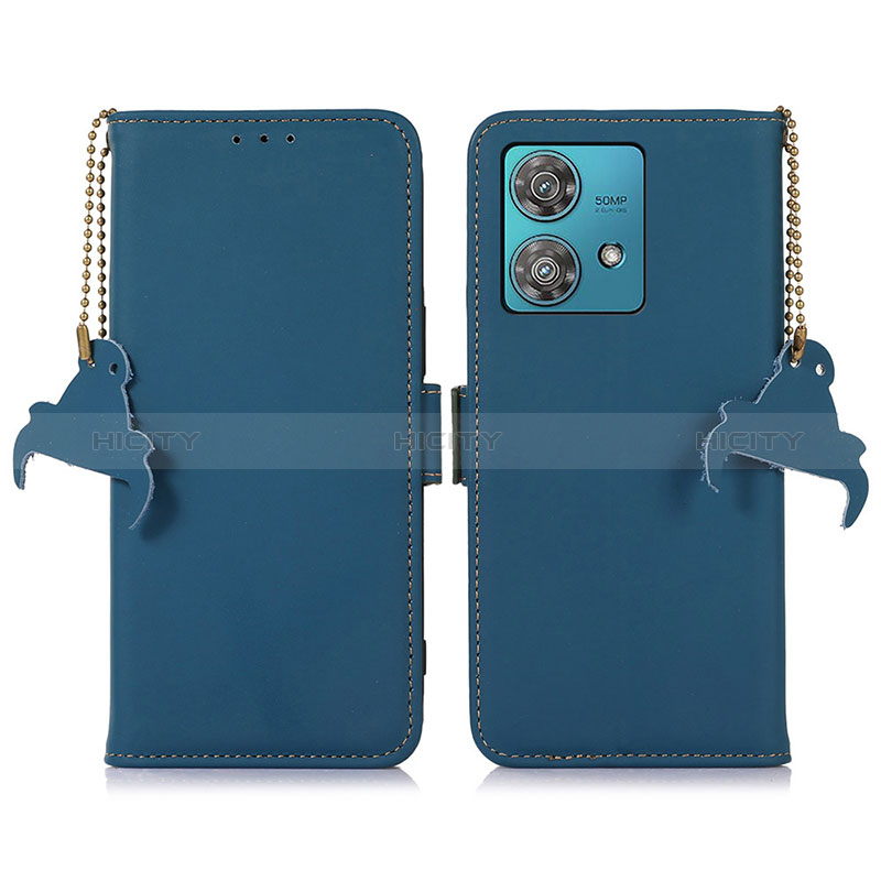 Handytasche Stand Schutzhülle Flip Leder Hülle A11D für Motorola Moto Edge 40 Neo 5G Blau Plus