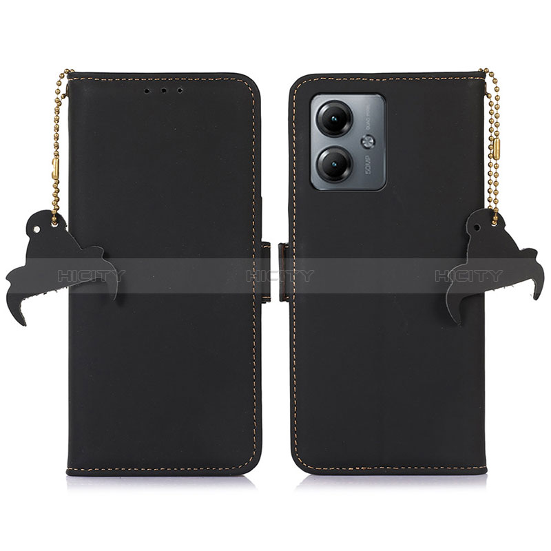 Handytasche Stand Schutzhülle Flip Leder Hülle A11D für Motorola Moto G14 Schwarz Plus