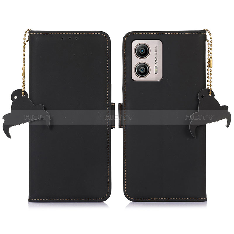 Handytasche Stand Schutzhülle Flip Leder Hülle A11D für Motorola Moto G53 5G Schwarz