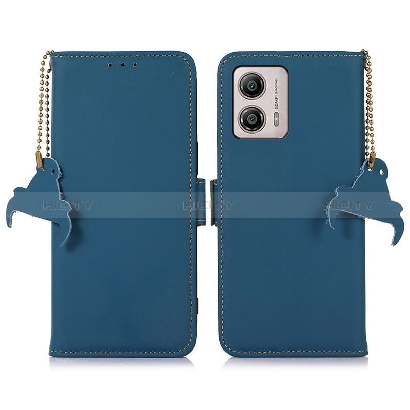 Handytasche Stand Schutzhülle Flip Leder Hülle A11D für Motorola Moto G53j 5G Blau Plus