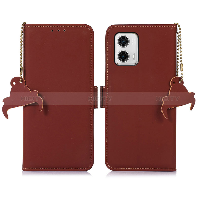 Handytasche Stand Schutzhülle Flip Leder Hülle A11D für Motorola Moto G73 5G Braun Plus