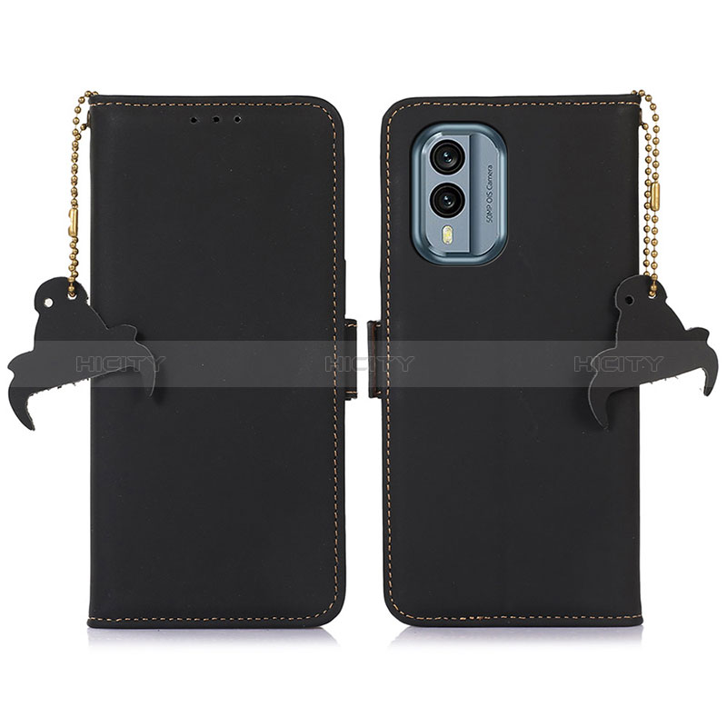 Handytasche Stand Schutzhülle Flip Leder Hülle A11D für Nokia X30 5G Schwarz Plus