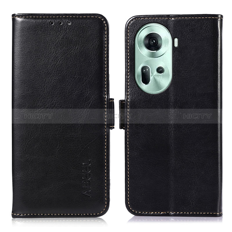 Handytasche Stand Schutzhülle Flip Leder Hülle A11D für Oppo Reno11 5G Schwarz