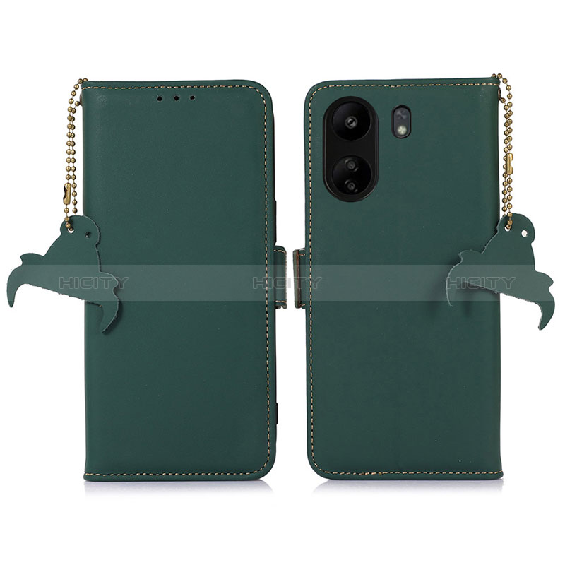 Handytasche Stand Schutzhülle Flip Leder Hülle A11D für Xiaomi Poco C65 Grün Plus