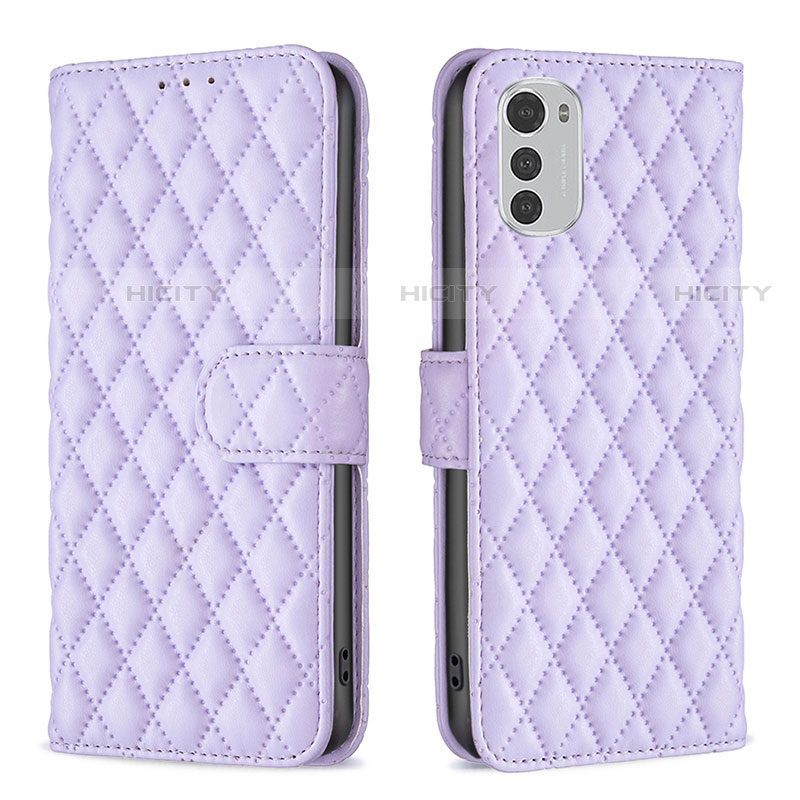 Handytasche Stand Schutzhülle Flip Leder Hülle B01F für Motorola Moto E32 Violett Plus