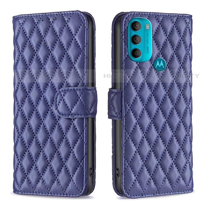 Handytasche Stand Schutzhülle Flip Leder Hülle B01F für Motorola Moto G71 5G Blau