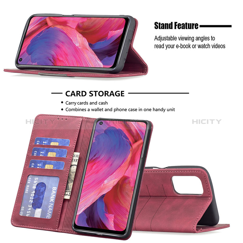 Handytasche Stand Schutzhülle Flip Leder Hülle B01F für Oppo A54 5G groß