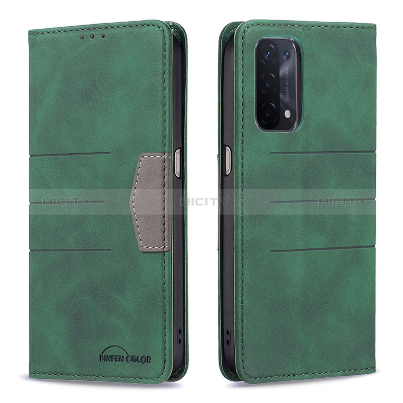 Handytasche Stand Schutzhülle Flip Leder Hülle B01F für Oppo A54 5G Grün Plus