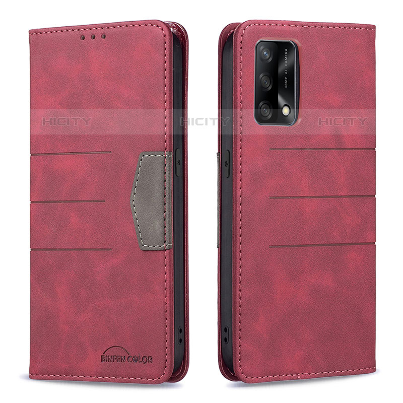 Handytasche Stand Schutzhülle Flip Leder Hülle B01F für Oppo A74 4G Rot