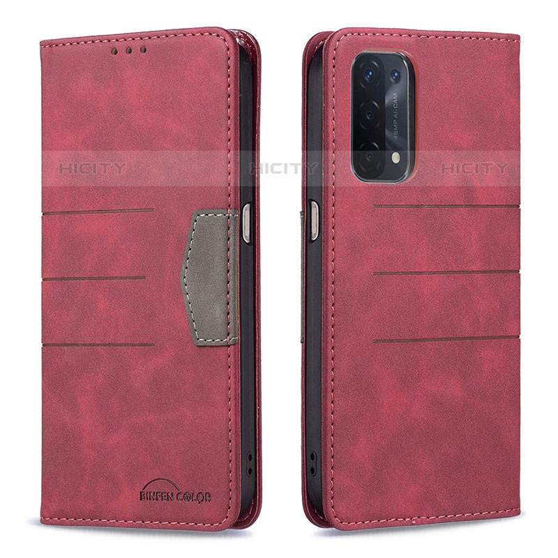 Handytasche Stand Schutzhülle Flip Leder Hülle B01F für Oppo A93 5G Rot