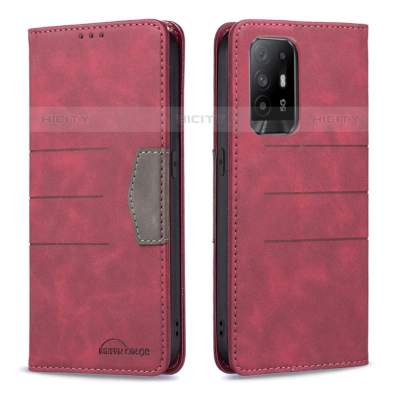 Handytasche Stand Schutzhülle Flip Leder Hülle B01F für Oppo F19 Pro+ Plus 5G Rot