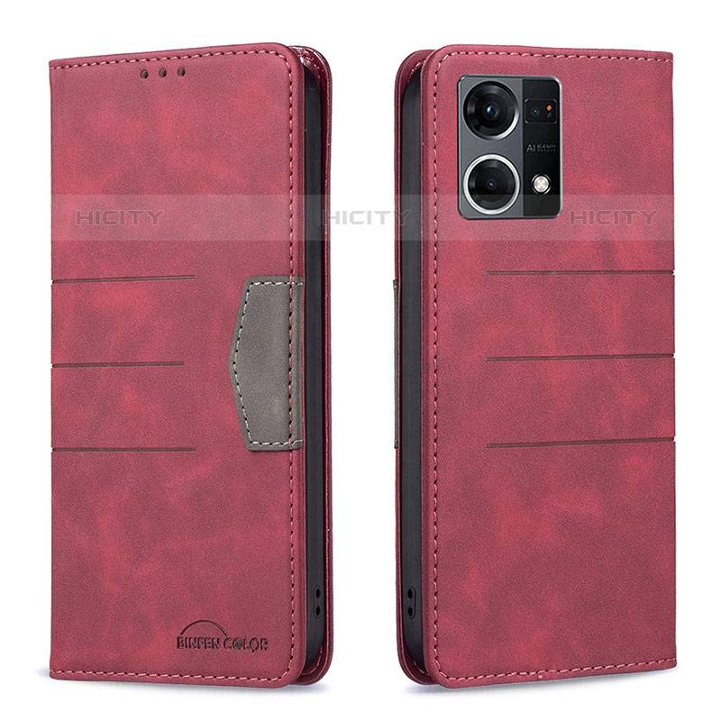 Handytasche Stand Schutzhülle Flip Leder Hülle B01F für Oppo F21s Pro 4G Rot