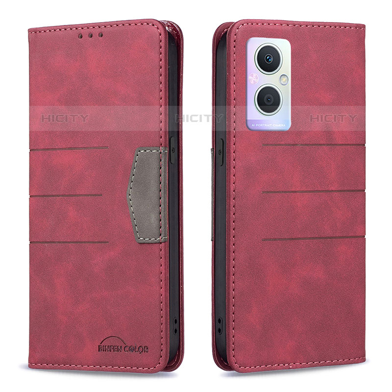 Handytasche Stand Schutzhülle Flip Leder Hülle B01F für Oppo F21s Pro 5G Rot Plus