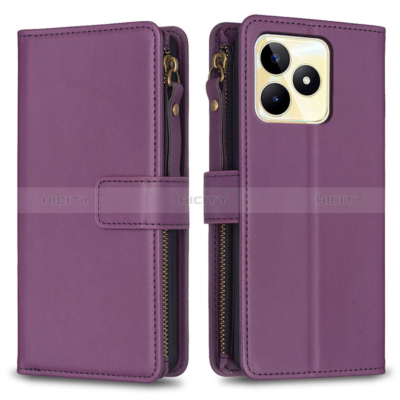 Handytasche Stand Schutzhülle Flip Leder Hülle B01F für Realme C67 Violett Plus