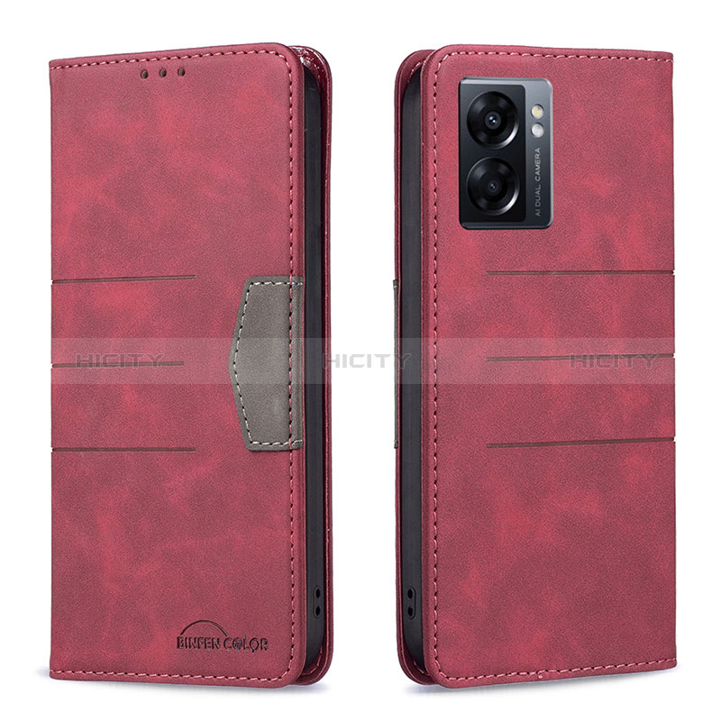 Handytasche Stand Schutzhülle Flip Leder Hülle B01F für Realme Q5i 5G Rot Plus