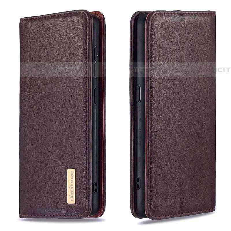 Handytasche Stand Schutzhülle Flip Leder Hülle B01F für Samsung Galaxy A01 SM-A015 Braun Plus