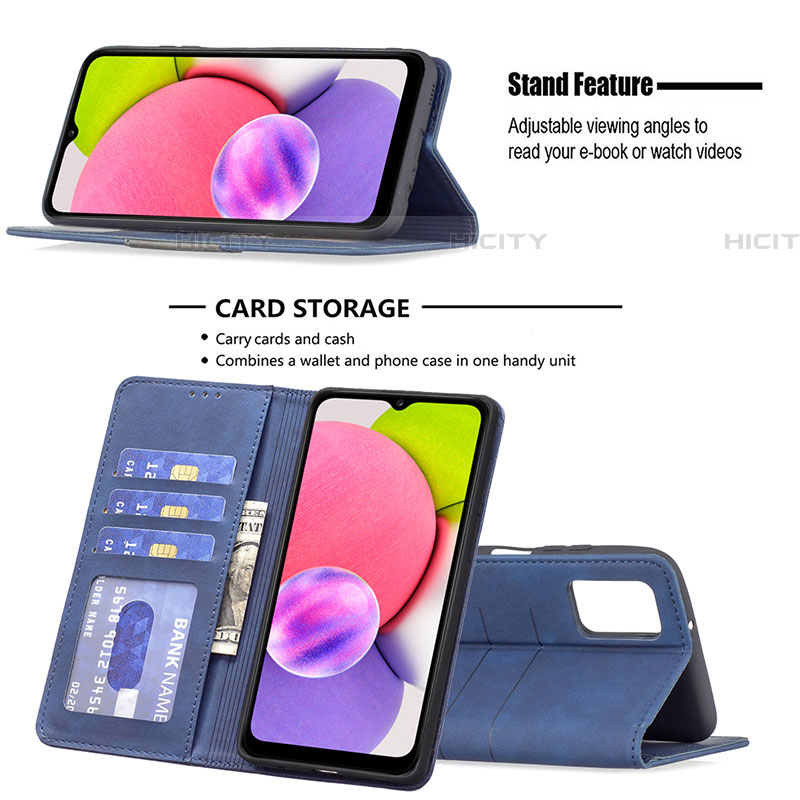 Handytasche Stand Schutzhülle Flip Leder Hülle B01F für Samsung Galaxy A03s