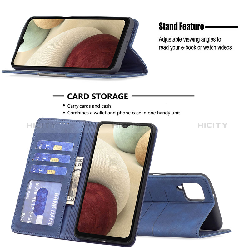 Handytasche Stand Schutzhülle Flip Leder Hülle B01F für Samsung Galaxy A12 Nacho groß