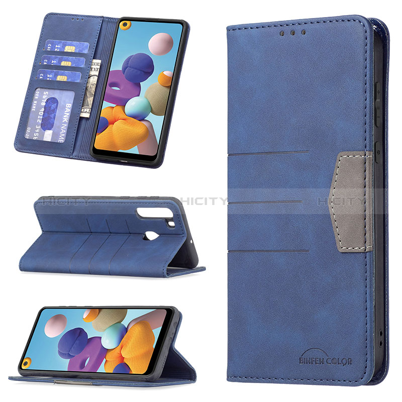 Handytasche Stand Schutzhülle Flip Leder Hülle B01F für Samsung Galaxy A21