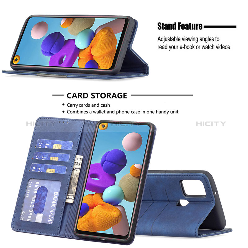 Handytasche Stand Schutzhülle Flip Leder Hülle B01F für Samsung Galaxy A21s