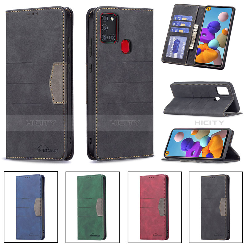 Handytasche Stand Schutzhülle Flip Leder Hülle B01F für Samsung Galaxy A21s