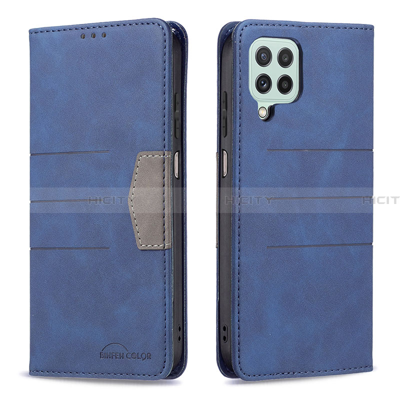 Handytasche Stand Schutzhülle Flip Leder Hülle B01F für Samsung Galaxy A22 4G Blau