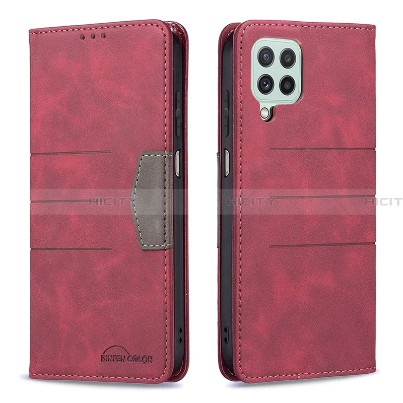 Handytasche Stand Schutzhülle Flip Leder Hülle B01F für Samsung Galaxy A22 4G Rot