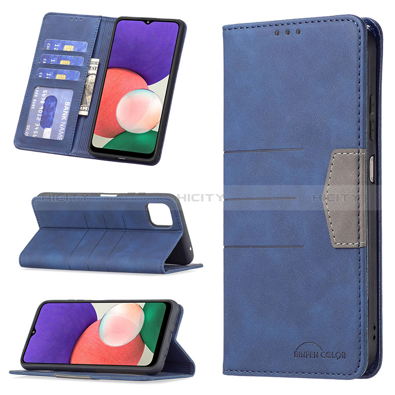 Handytasche Stand Schutzhülle Flip Leder Hülle B01F für Samsung Galaxy A22s 5G groß