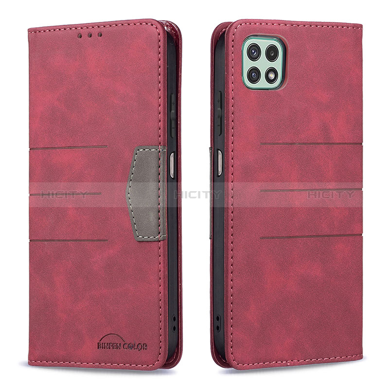 Handytasche Stand Schutzhülle Flip Leder Hülle B01F für Samsung Galaxy A22s 5G Rot Plus