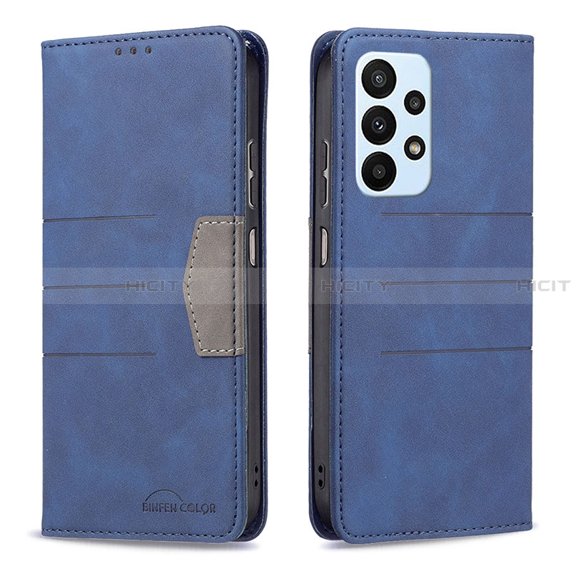 Handytasche Stand Schutzhülle Flip Leder Hülle B01F für Samsung Galaxy A23 4G Blau