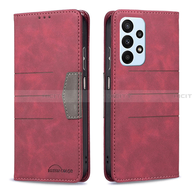 Handytasche Stand Schutzhülle Flip Leder Hülle B01F für Samsung Galaxy A23 4G Rot Plus