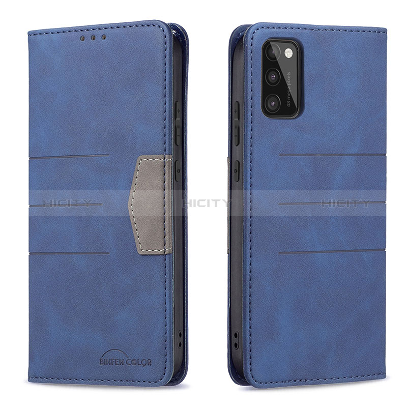 Handytasche Stand Schutzhülle Flip Leder Hülle B01F für Samsung Galaxy A41 Blau