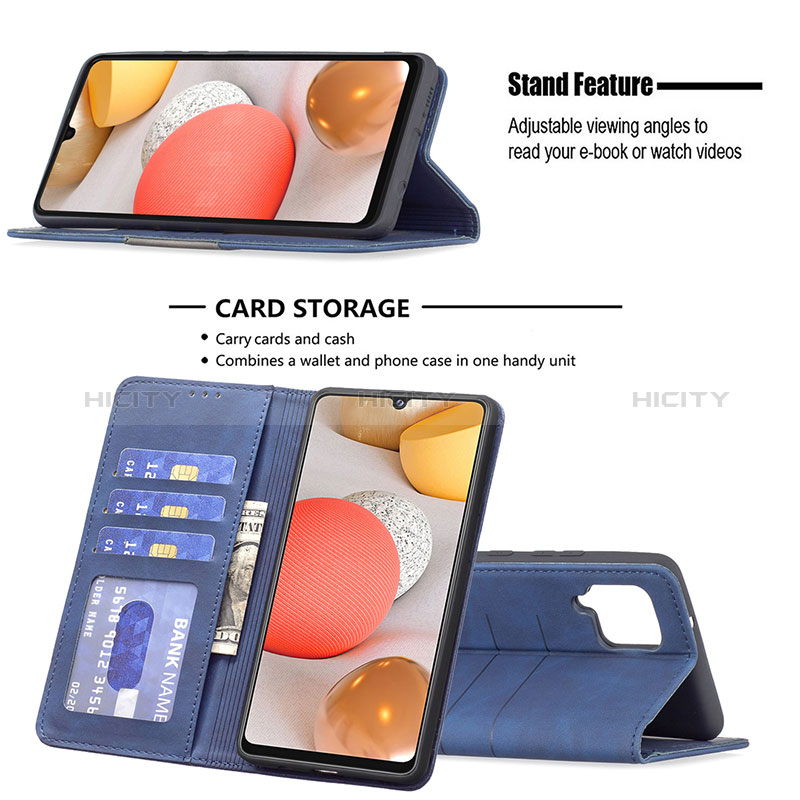 Handytasche Stand Schutzhülle Flip Leder Hülle B01F für Samsung Galaxy A42 5G groß