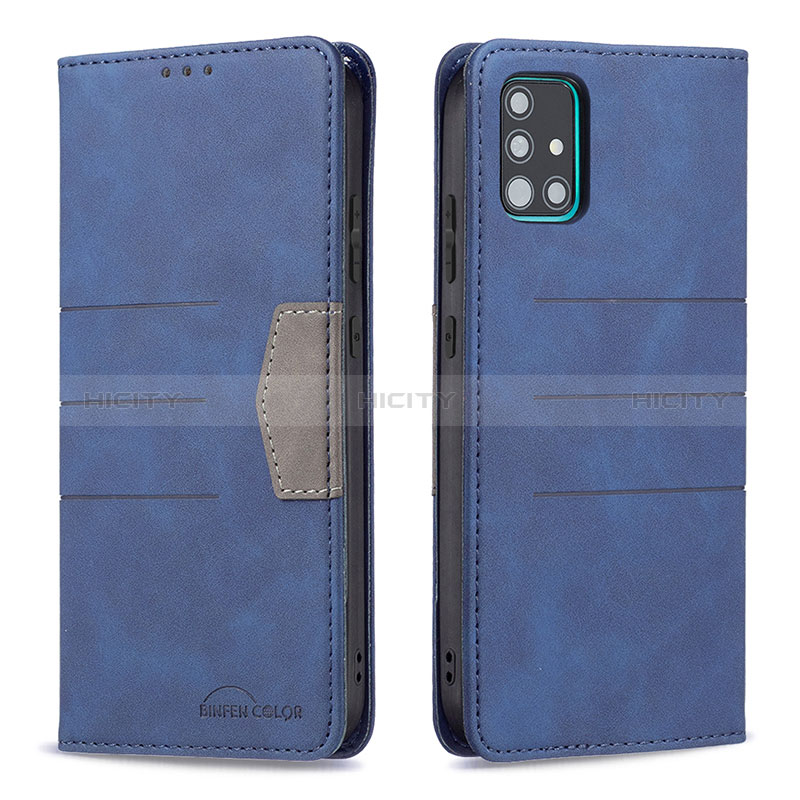 Handytasche Stand Schutzhülle Flip Leder Hülle B01F für Samsung Galaxy A51 5G Blau Plus