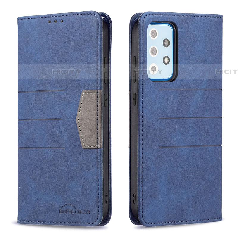 Handytasche Stand Schutzhülle Flip Leder Hülle B01F für Samsung Galaxy A52 4G Blau